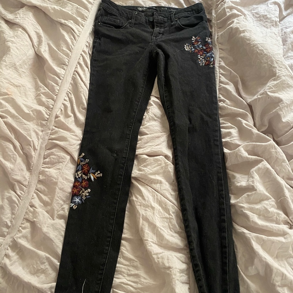Black floral jeans